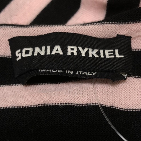 ソニアリキエル SONIARYKIEL 半袖セーター/ニット サイズ40 M - 黒×ピンク レディース Vネック/ボーダー トップス