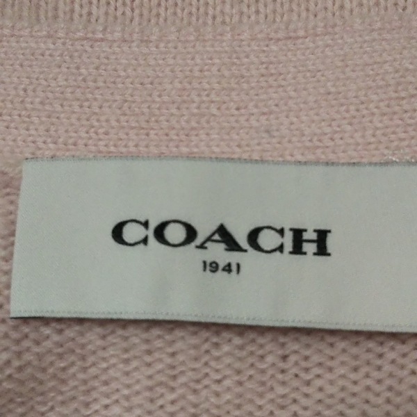 コーチ COACH カーディガン サイズXS - ライトピンク×ピンク レディース 長袖 トップス
