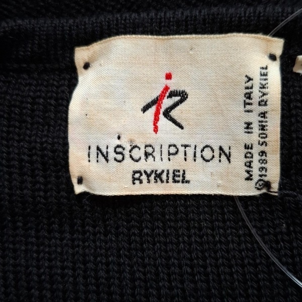 ソニアリキエル SONIARYKIEL サイズM - 黒×マルチ レディース クルーネック/長袖/ひざ丈/INSCRIPTION RYKIEL ワンピース