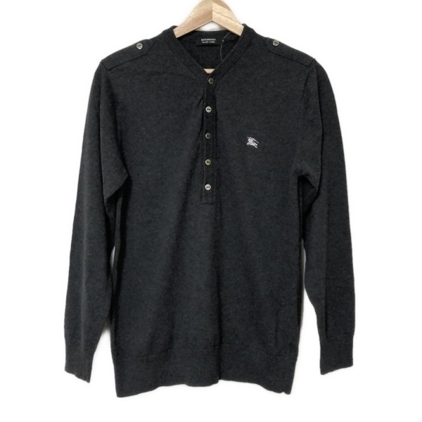 !_ Burberry Black Label Burberry Black Label свитер с длинным рукавом / вязаный размер 3 L - темно-серый мужской вышивка tops 