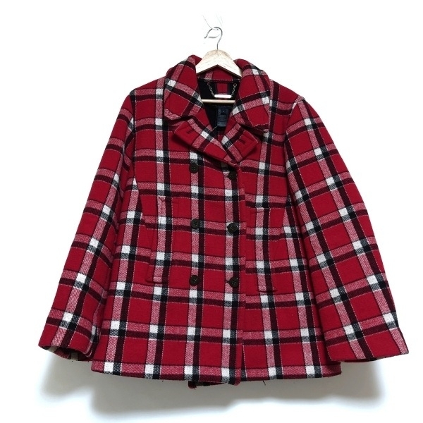 マークバイマークジェイコブス MARC BY MARC JACOBS Pコート サイズL - レッド×黒×白 レディース 長(zhǎng)袖/チェック柄/冬 コート