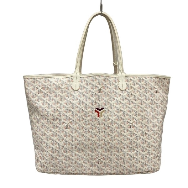 ゴヤール GOYARD トートバッグ サンルイPM レザー 白×パウダー ゴヤール GOYARD トートバッグ サンルイPM レザー 白×パウダー