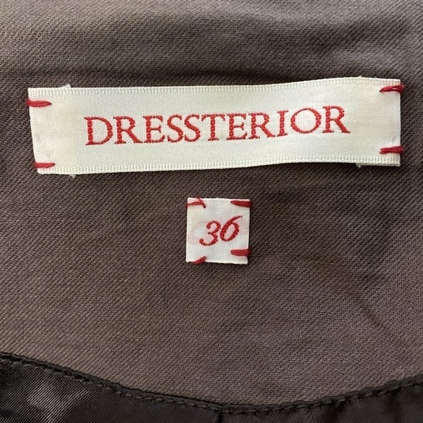ドレステリア DRESSTERIOR ライダースジャケット サイズ36 S - ダークブラウン×カーキ レディース 長袖/レザー/ジップアップ/秋/冬 美品