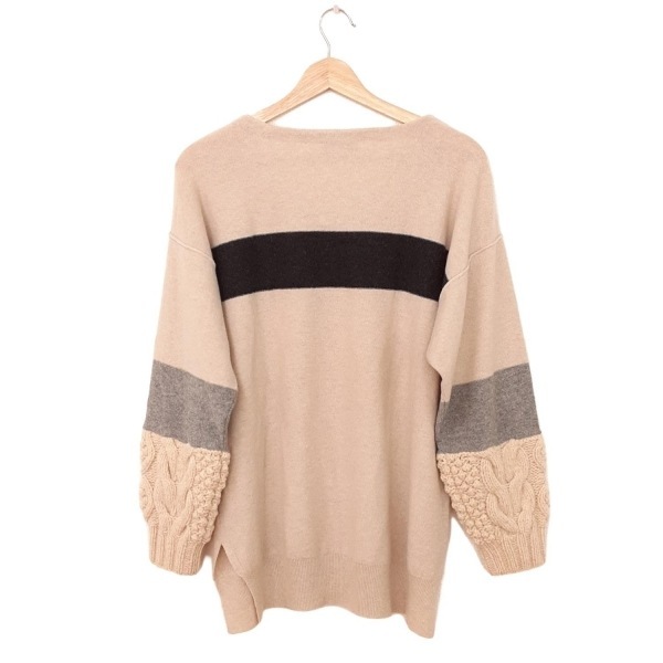 ソニアリキエル SONIARYKIEL 長袖セーター/ニット サイズS - ベージュ×黒×グレー レディース クルーネック/SONIA BY SONIA RYKIEL 美品