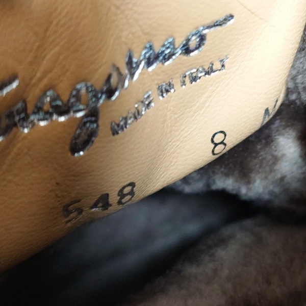 サルバトーレフェラガモ FERRAGAMO/SalvatoreFerragamo ショートブーツ 8 - ムートン ダークブラウン レディース 靴