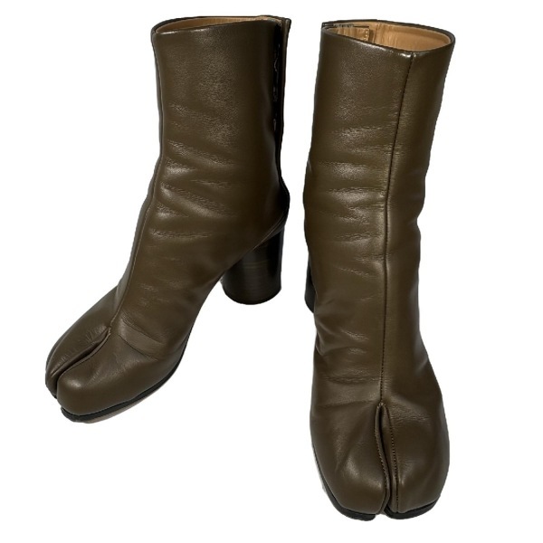  mezzo n Margiela Maison Margiela короткие сапоги 37 1/2 - кожа темно-коричневый женский tabi/ выступающая подошва замена обивки settled обувь 
