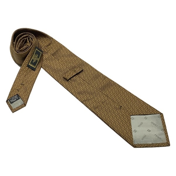 フェンディ FENDI - ブラウン×ベージュゴールド メンズ ズッキーノ柄 ネクタイ