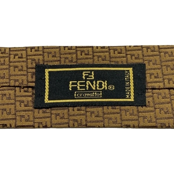 フェンディ FENDI - ブラウン×ベージュゴールド メンズ ズッキーノ柄 ネクタイ