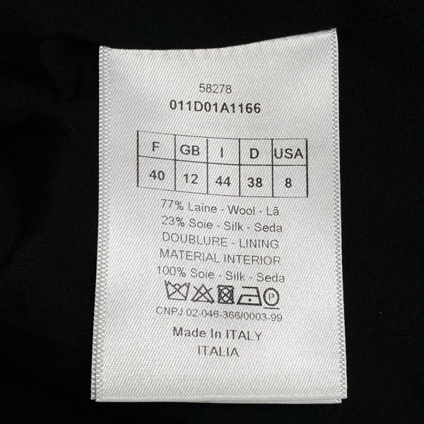 ディオール/クリスチャンディオール DIOR/ChristianDior サイズUSA 8 011D01A1166 - ウール、シルク 黒 レディース ワンピース