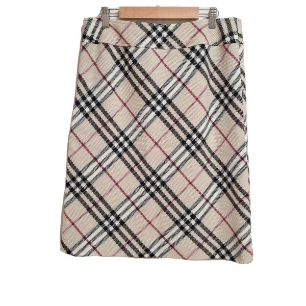 バーバリーロンドン Burberry LONDON スカート サイズ44 XL - ベージュ×黒×レッド レディース ひざ丈/チェック柄 ボトムス