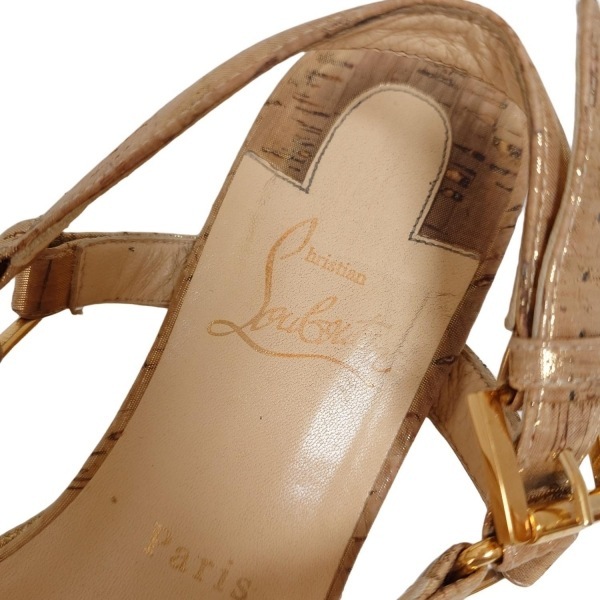 クリスチャンルブタン CHRISTIAN LOUBOUTIN ミュール 38 - レザー ゴールド スタッズ 靴