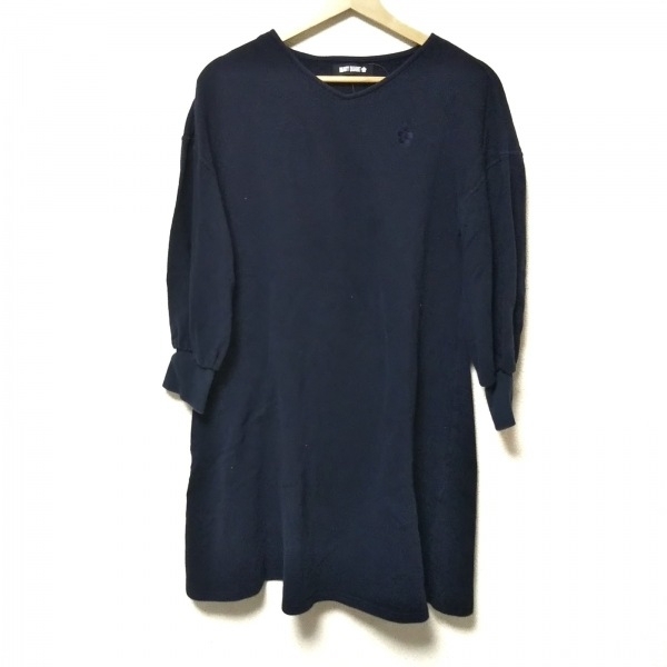 マリークワント MARY QUANT サイズM - ダークネイビー レディース クルーネック/長袖/ひざ丈 ワンピース