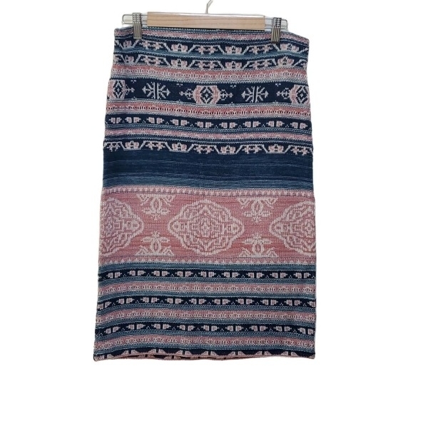 ラルフローレン RalphLauren ロングスカート サイズM - ピンク×ダークネイビー×白 レディース ニット/ウエストゴム 美品 ボトムス