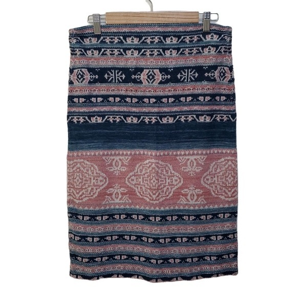 ラルフローレン RalphLauren ロングスカート サイズM - ピンク×ダークネイビー×白 レディース ニット/ウエストゴム 美品 ボトムス
