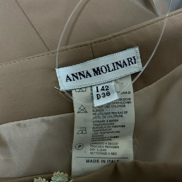 アンナモリナーリ ANNA MOLINARI スカート サイズ42 M - ライトブラウン×アイボリー レディース ひざ丈/レース/フラワー(花) ボトムス