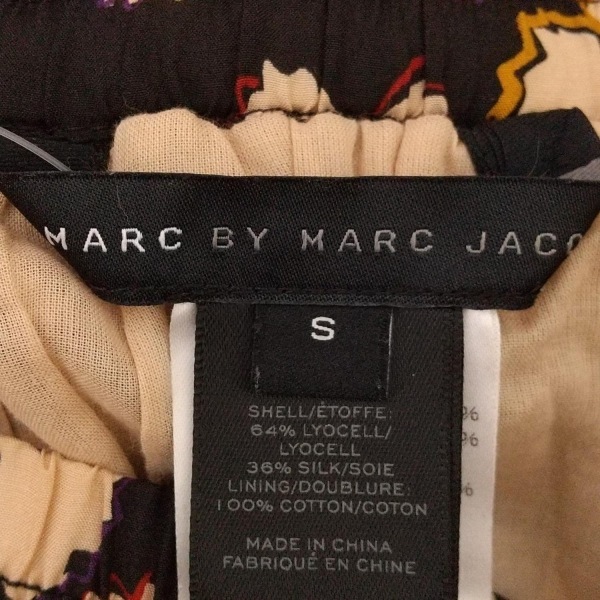 マークバイマークジェイコブス MARC BY MARC JACOBS スカート サイズS - 黒×ベージュ×マルチ レディース 美品 ボトムス