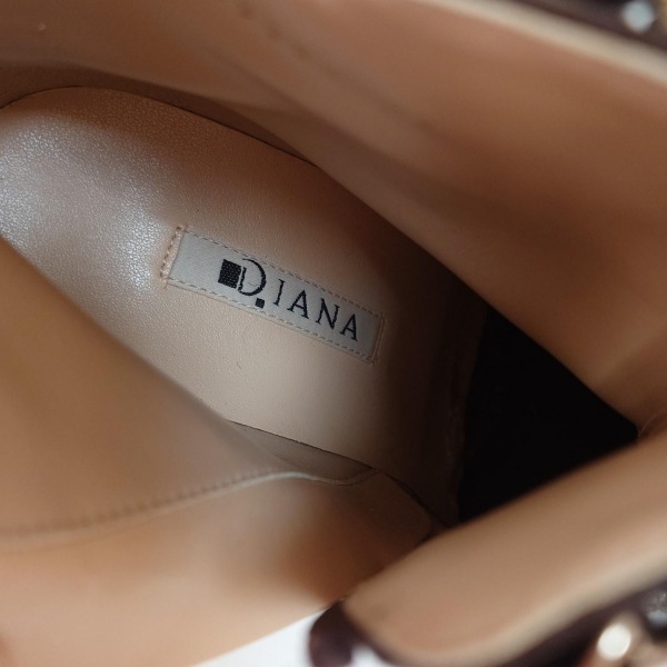 ダイアナ DIANA ショートブーツ 22 - レザー ダークブラウン×マルチ レディース ツイード 靴