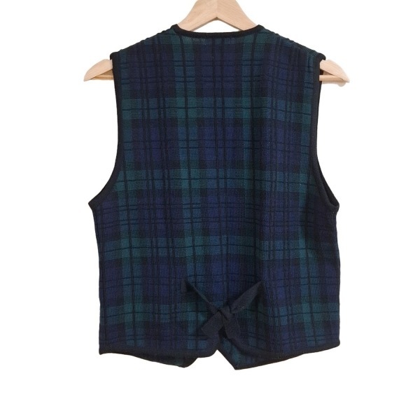 バーバリーズ Burberry's ベスト サイズM - 黒×ネイビー×ダークグリーン レディース ニット/チェック柄 トップス