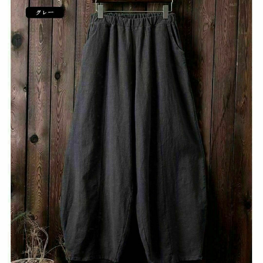 サルエルパンツ ワイドパンツ 2XL グレー レディース エスニック