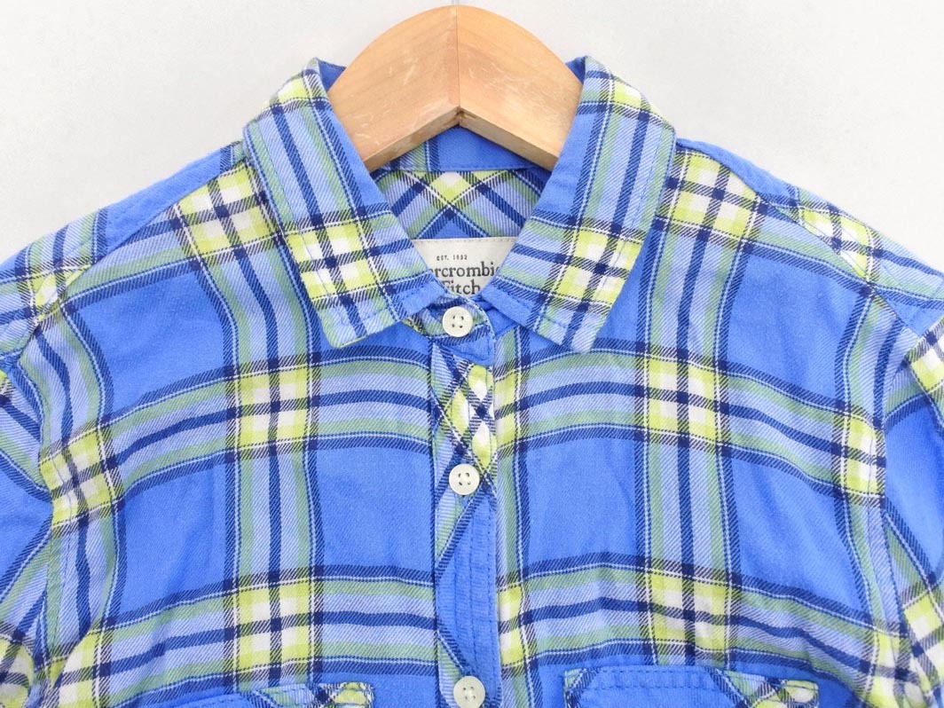 Abercrombie & Fitch アバクロンビー＆フィッチ チェック シャツ sizeXS/青 ■◇ ☆ fca3 レディース