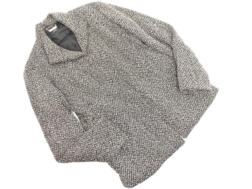 INED イネド ウール混 ジャケット size13/白ｘ黒 ◇■ ☆ fca4 レディース