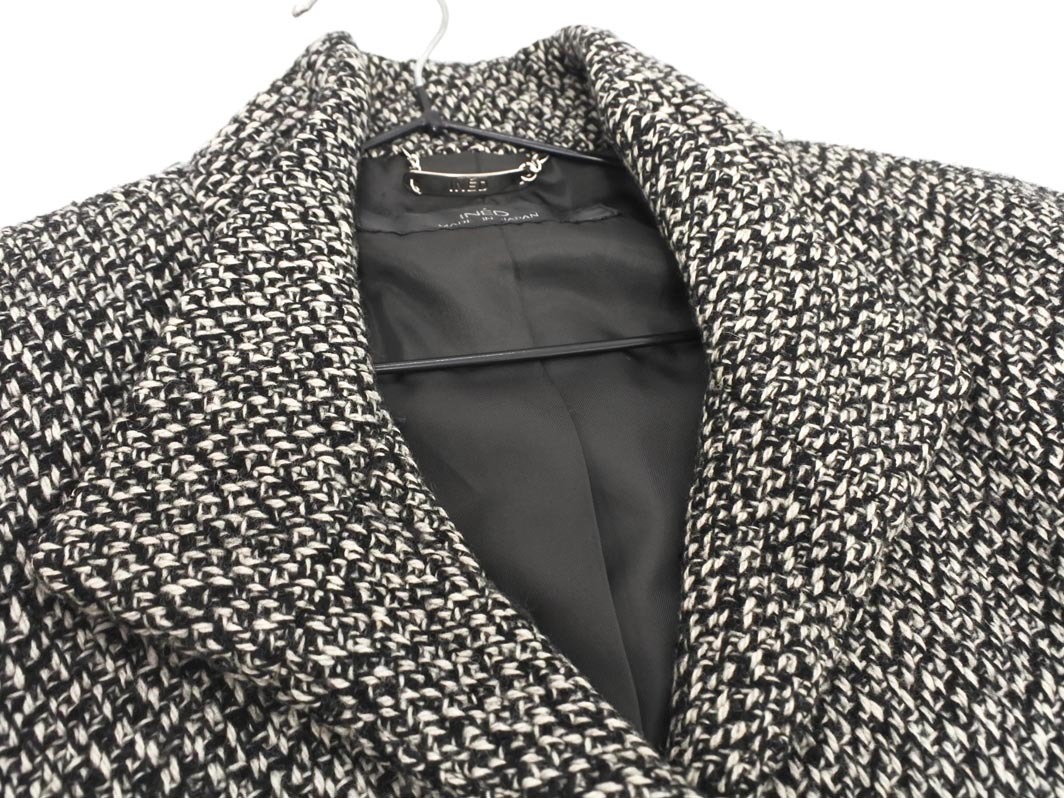 INED イネド ウール混 ジャケット size13/白ｘ黒 ◇■ ☆ fca4 レディース