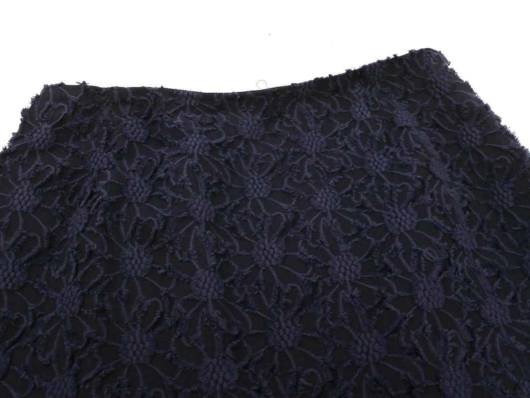 ANAYI アナイ 刺繍 スカート size38/紺 ■■ ☆ fca4 レディース