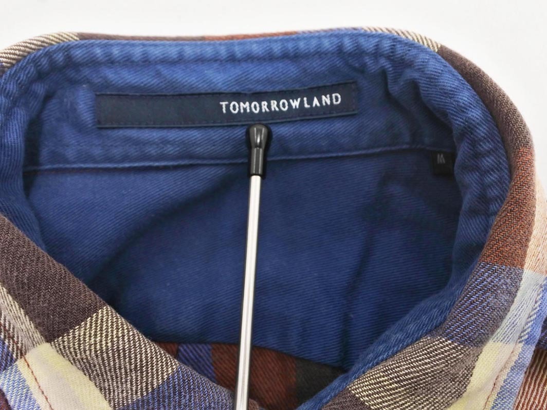 TOMORROWLAND トゥモローランド チェック シャツ sizeM/茶ｘ紺 ◇■ ☆ fca6 メンズ