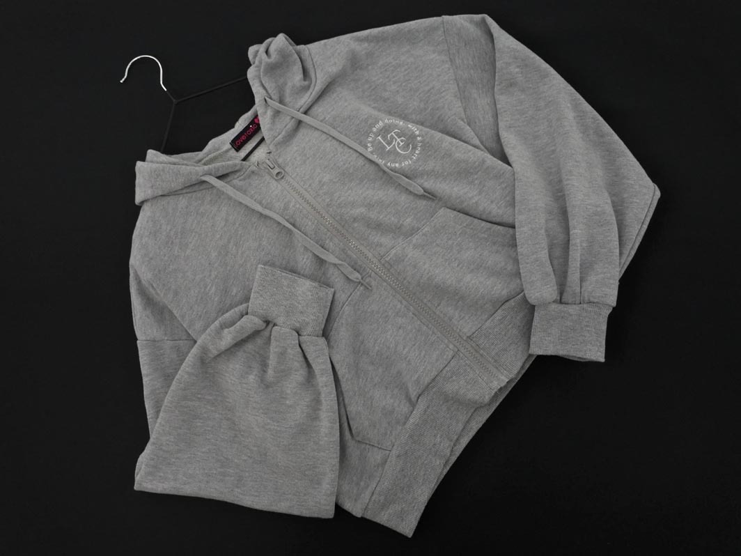 LOVETOXIC ラブトキシック ナルミヤ クロップド ジップアップ パーカー sizeM(150cm）/グレー ◇■ ☆ fca7