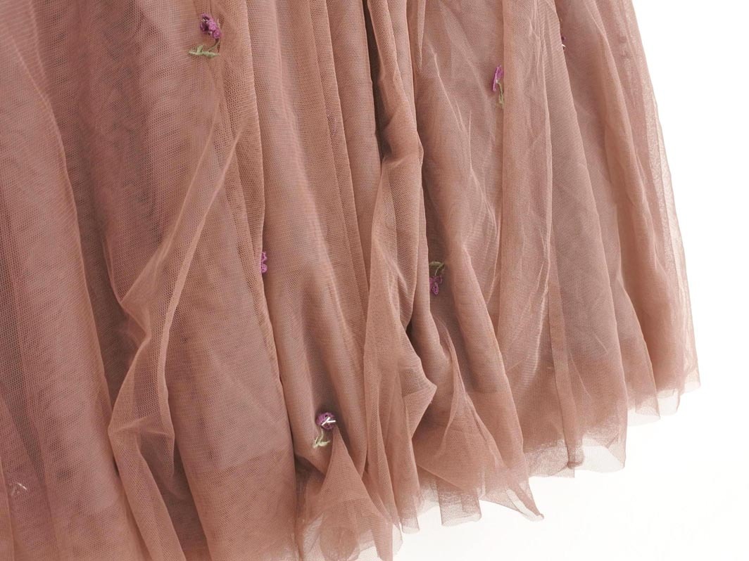 WILLSELECTION ウィルセレクション チュール 刺繍 ロング スカート sizeM/茶 ■◇ ☆ fcb2 レディース