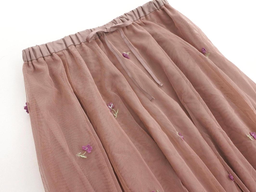 WILLSELECTION ウィルセレクション チュール 刺繍 ロング スカート sizeM/茶 ■◇ ☆ fcb2 レディース