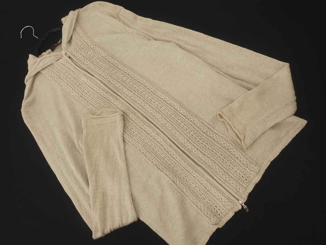 COMME CA MEN コムサメン リネン100% ジップアップ パーカー sizeL/ベージュ ■◇ ☆ fcb2 メンズ