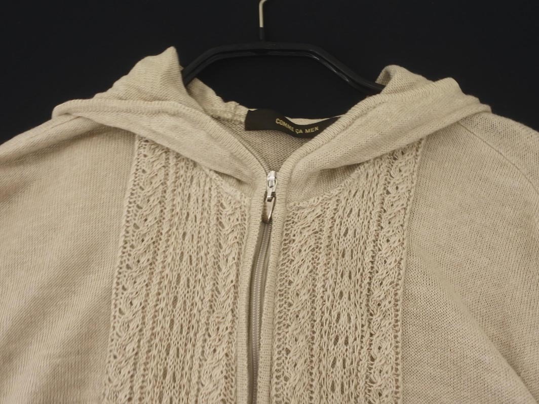 COMME CA MEN コムサメン リネン100% ジップアップ パーカー sizeL/ベージュ ■◇ ☆ fcb2 メンズ