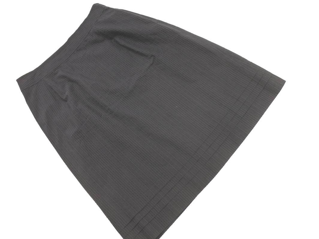 Aquascutum アクアスキュータム シルク混 ストライプ Aライン 臺形 スカート size8S/黒 ■◇ ☆ fcb2 レディース