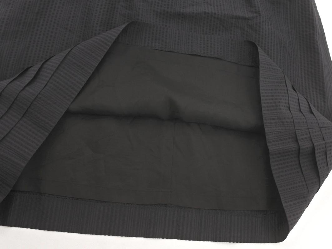 Aquascutum アクアスキュータム シルク混 ストライプ Aライン 臺形 スカート size8S/黒 ■◇ ☆ fcb2 レディース