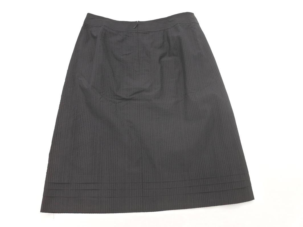 Aquascutum アクアスキュータム シルク混 ストライプ Aライン 臺形 スカート size8S/黒 ■◇ ☆ fcb2 レディース
