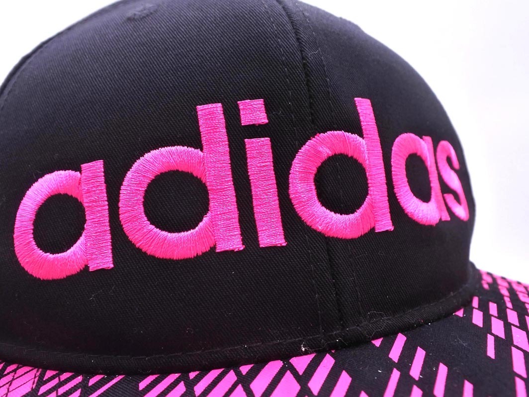 adidas アディダス ロゴ刺繍 キャップ sizeF/ピンクx黒