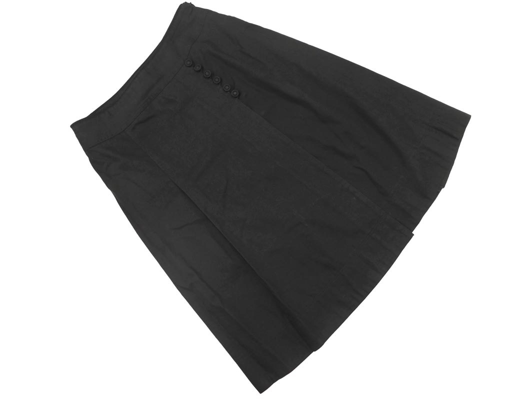 COMME CA DU MODE コム サ デ モード リネン混 Aライン 臺(tái)形 スカート size9/黒 ■◇ ☆ fcb3 レディース
