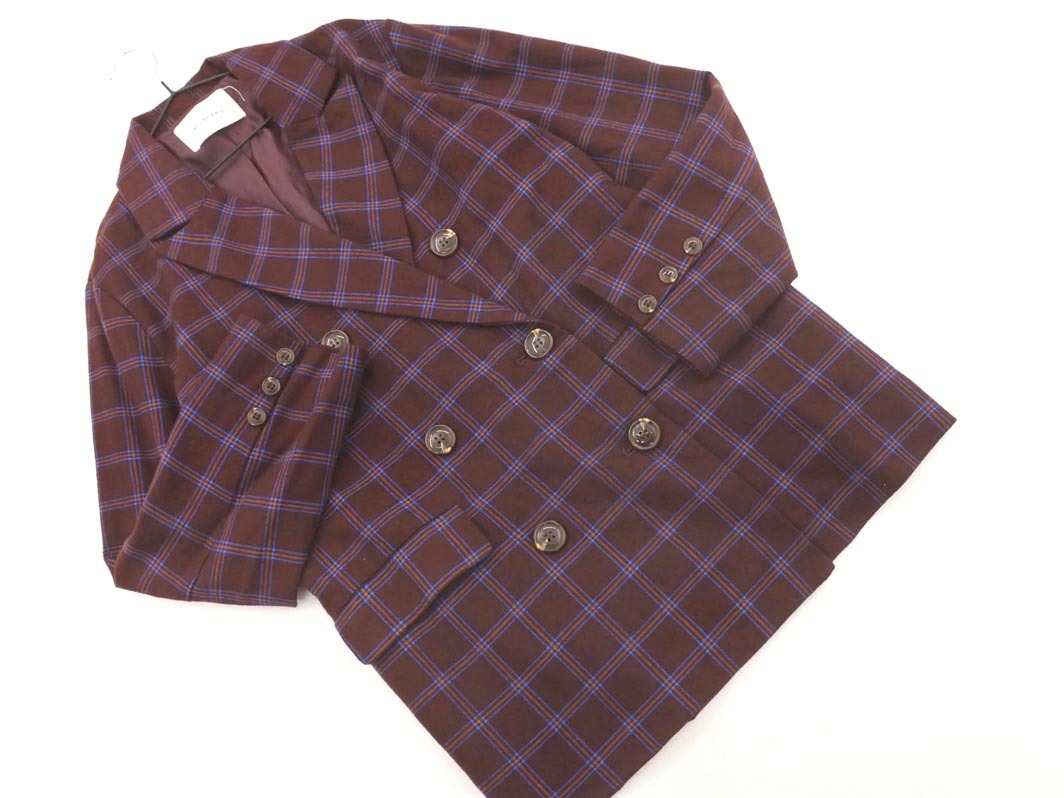 archives アルシーヴ チェック セットアップ ジャケット パンツ スーツ sizeM/ボルドー ◇■ ☆ fcb3 レディース