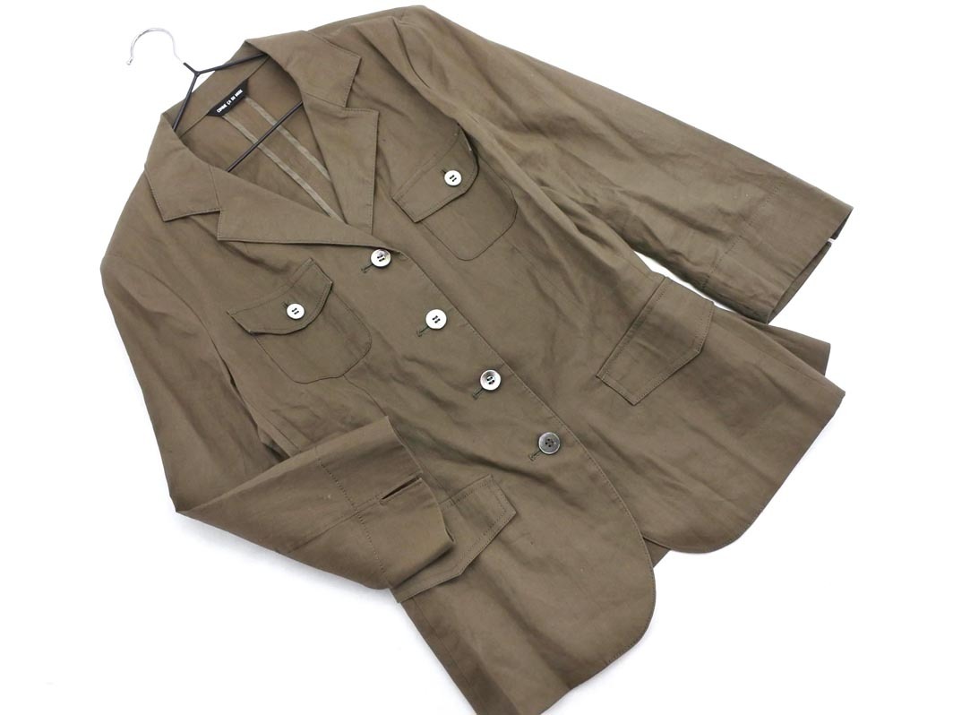 ネコポスOK COMME CA DU MODE コム サ デ モード リネン混 サファリ ジャケット size11/茶 ■◇ ☆ fcb8 レディース