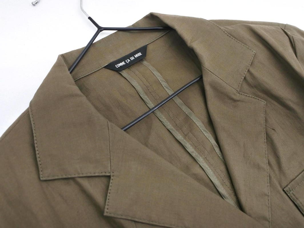 ネコポスOK COMME CA DU MODE コム サ デ モード リネン混 サファリ ジャケット size11/茶 ■◇ ☆ fcb8 レディース