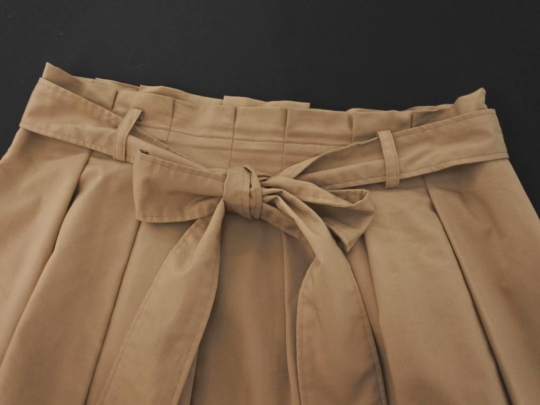 NATURAL BEAUTY ナチュラルビューティー ウエストリボン 付き タック フレア スカート size13/ベージュ ■◇ ☆ fcb8 レディース