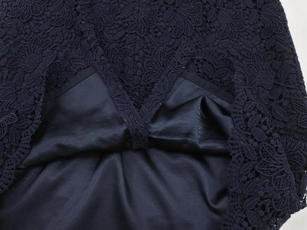 NATURAL BEAUTY BASIC ナチュラルビューティーベーシック 総レース タイト スカート sizeS/紺 ■◇ ☆ fcb8 レディース