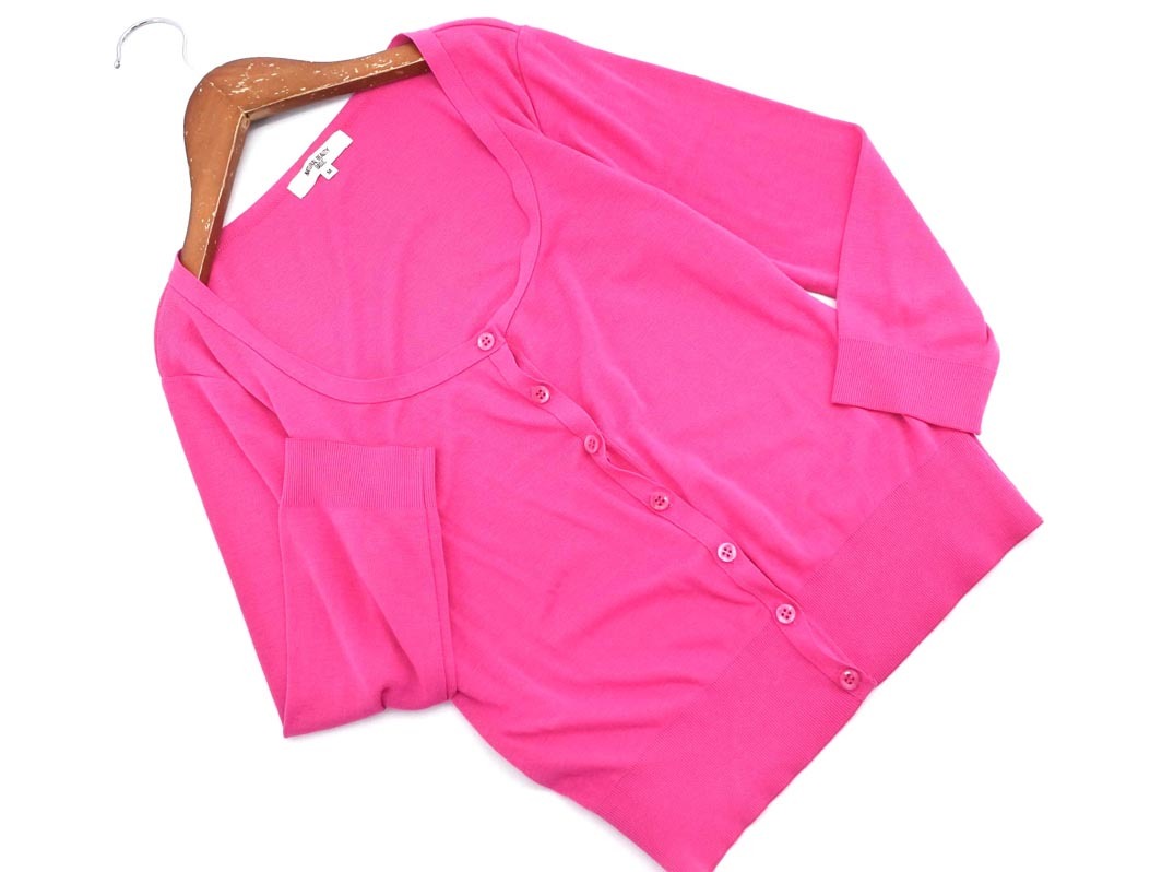 NATURAL BEAUTY BASIC ナチュラルビューティーベーシック 7分袖 カーディガン sizeM/ピンク ■◇ ☆ fcb8 レディース
