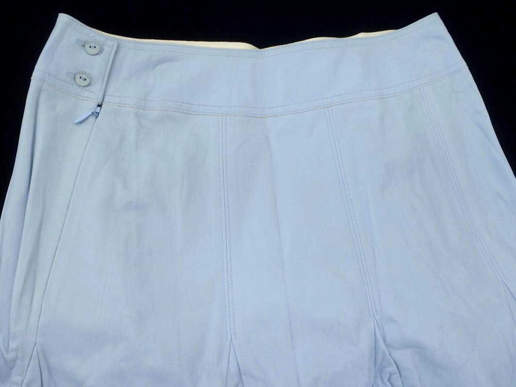 foxey フォクシー NEW YORK ニューヨーク 合皮 フェイクレザー フレア スカート size40/水色 ◇■ ☆ fcb8 レディース