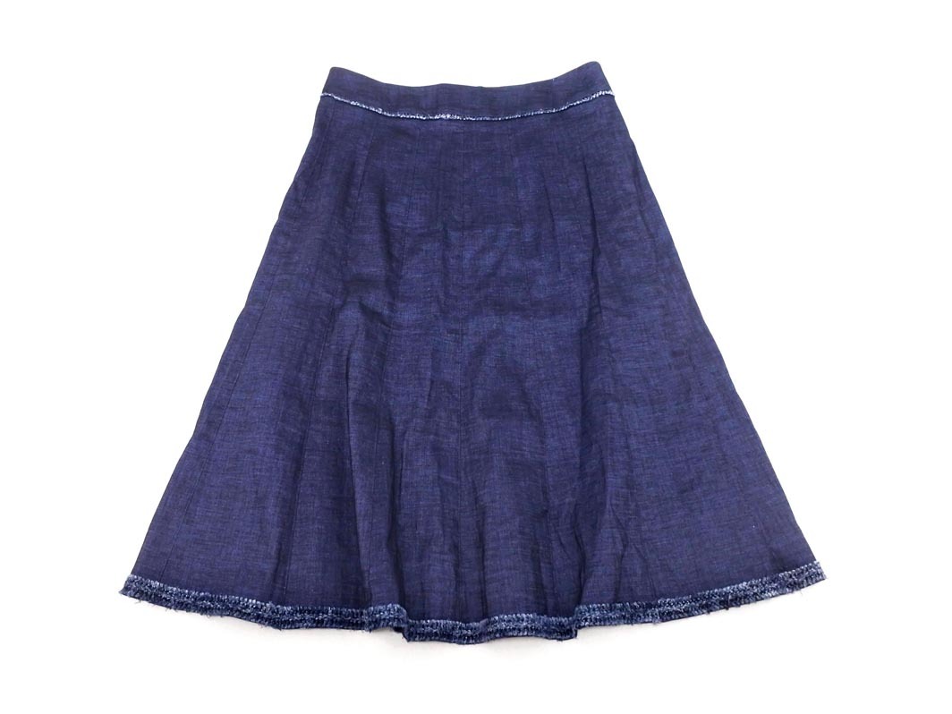 COMME CA DU MODE コム サ デ モード リネン混 デニム調(diào) ロング スカート size9/紺 ■◇ ☆ fcb9 レディース