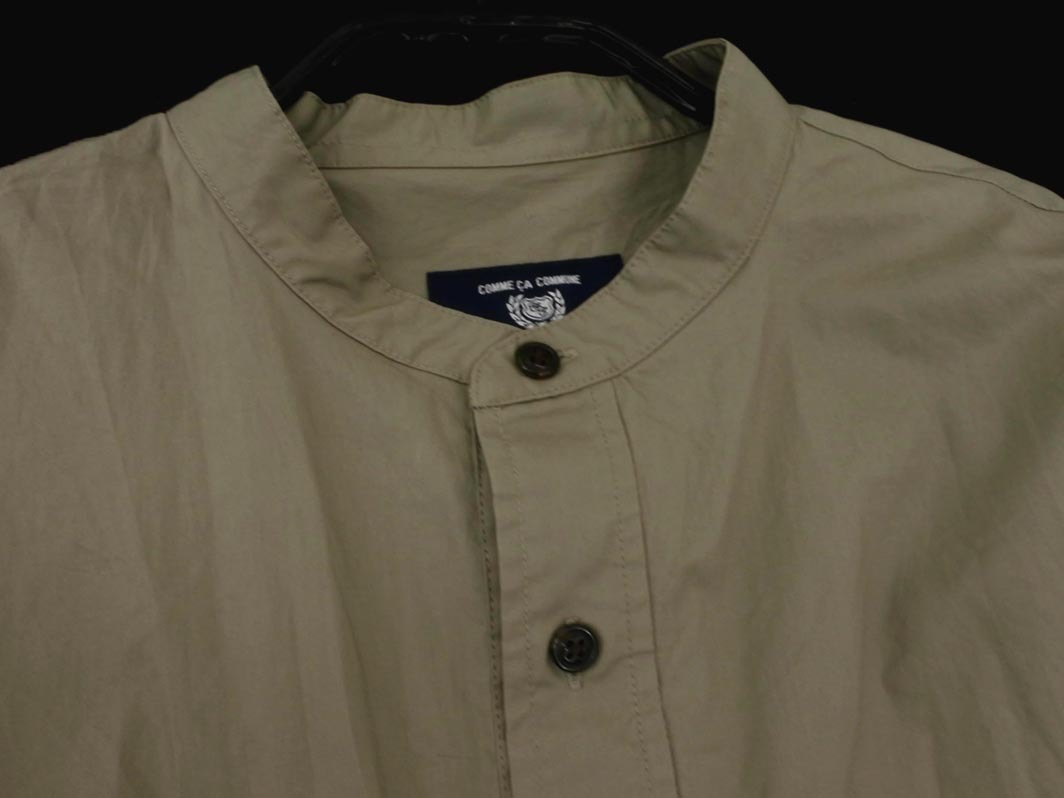COMME CA COMMUNE コムサコミューン バンドカラー シャツ sizeL/グレー ■◇ ☆ fcc5 メンズ