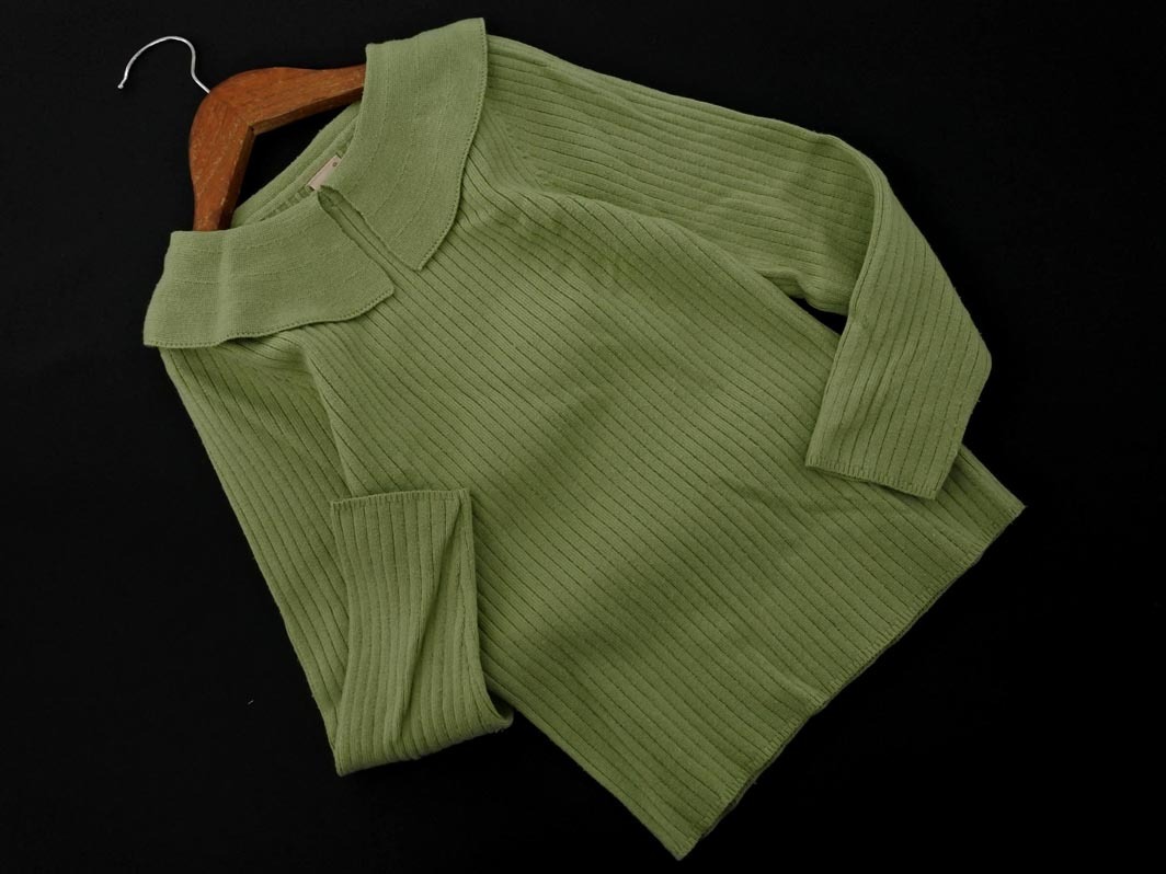 petit main プティマイン 襟付き リブ ニット セーター size130?/緑 ■◇ ☆ fcc5