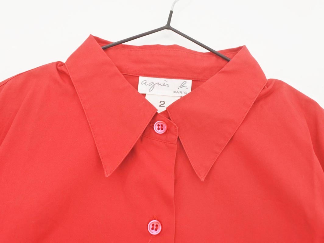 agnes b アニエスベー シャツ size2/赤 ■◇ ☆ fcc4 レディース