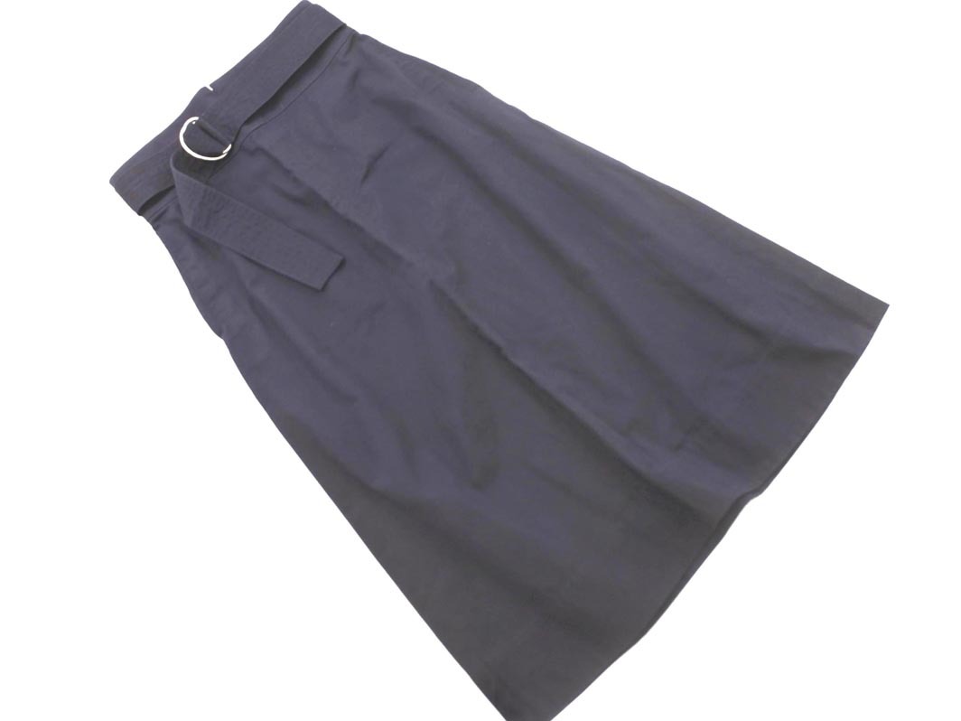 MACPHEE マカフィー トゥモローランド リングベルト 付き スカート size34/濃紺 ■■ ☆ fcc4 レディース_画像1